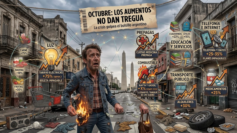 OCTUBRE EN LLAMAS:Aumentan costos y servicios públicos y el bolsillo sigue cayendo en picada.